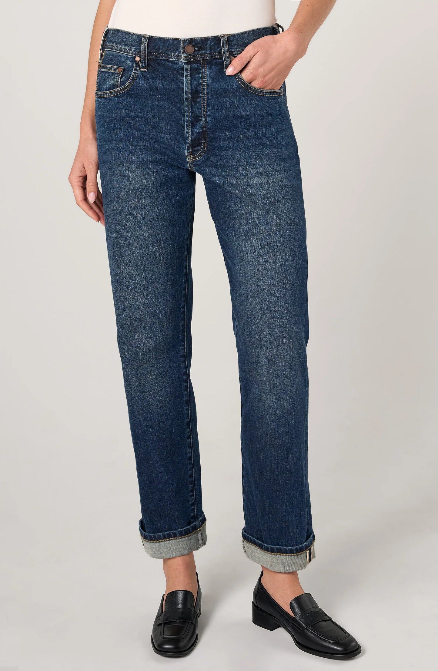 LIVERPOOL SLOANE GIRLFRIEND CUFFED JEAN - COMET BLUE