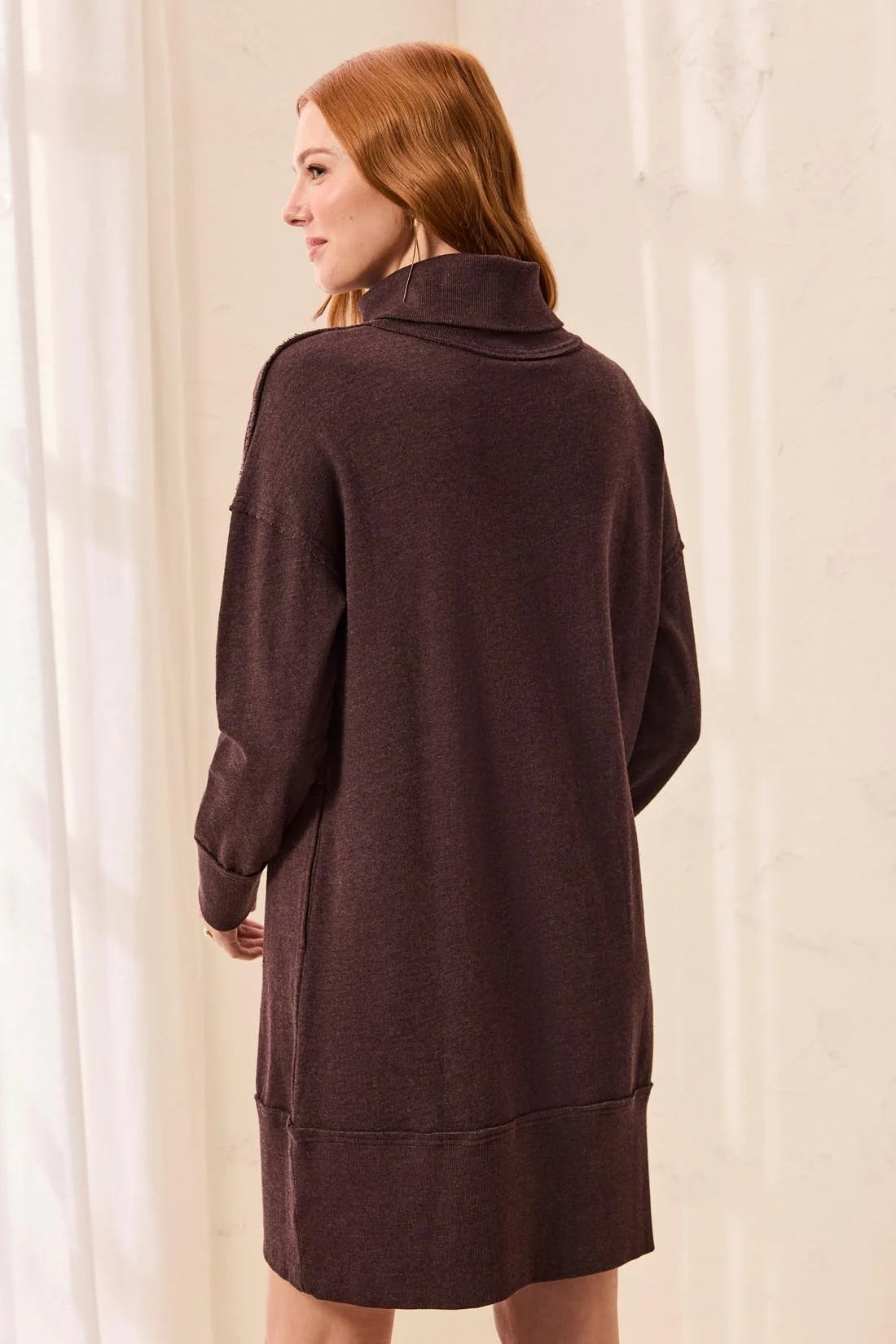 TRIBAL GARMENT DYE KNIT DRESS - SADDLE BROWN