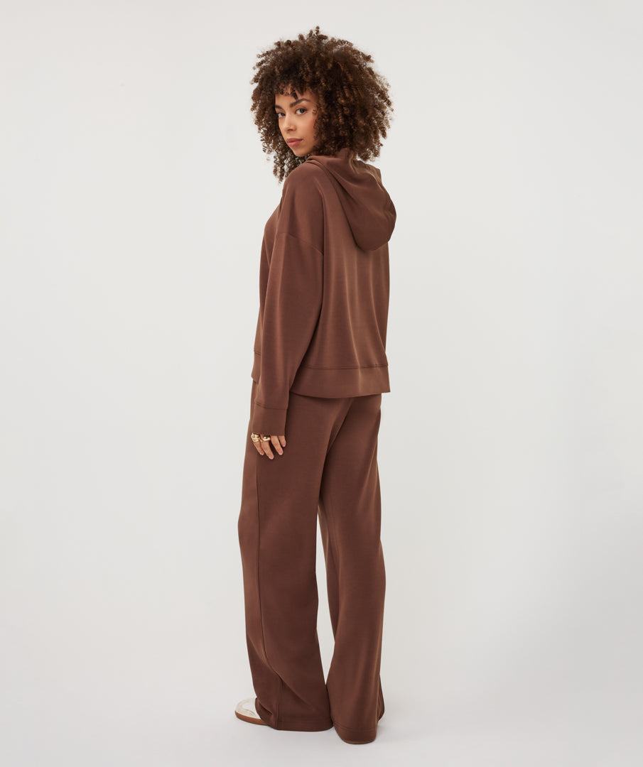 ESQUALO SOFT MODAL FANCY HOODIE - COFFEE - Vi-Leen's Fashions