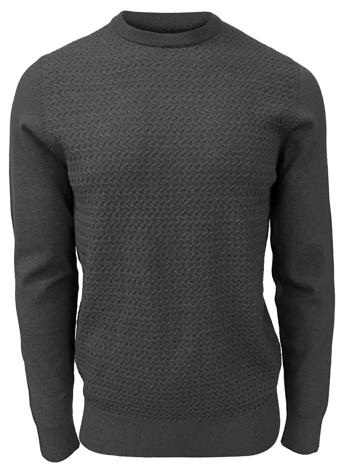 MEN'S POINT ZERO CASHMERE LIKE CREW NECK SWEATER - CHARCOAL
