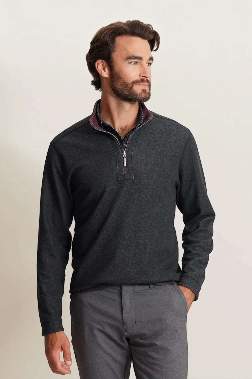 TOMMY BAHAMA FLIPVIEW HALF ZIP - BLACK CHERRY - Vi-Leen's Fashions