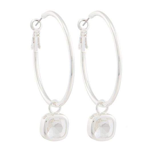 CRYSTAL DROP EARRING - SILVER