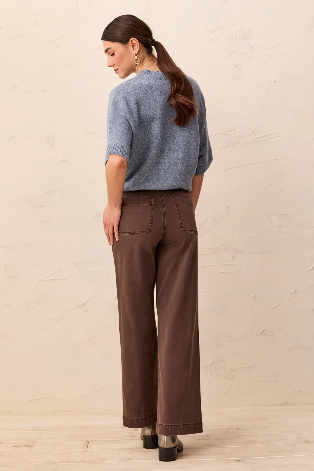 TRIBAL SOPHIA CURVY STRAIGHT PANT - SADDLE BROWN