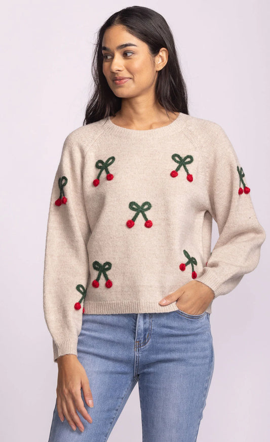 PINK MARTINI MON CHERRY SWEATER - BEIGE