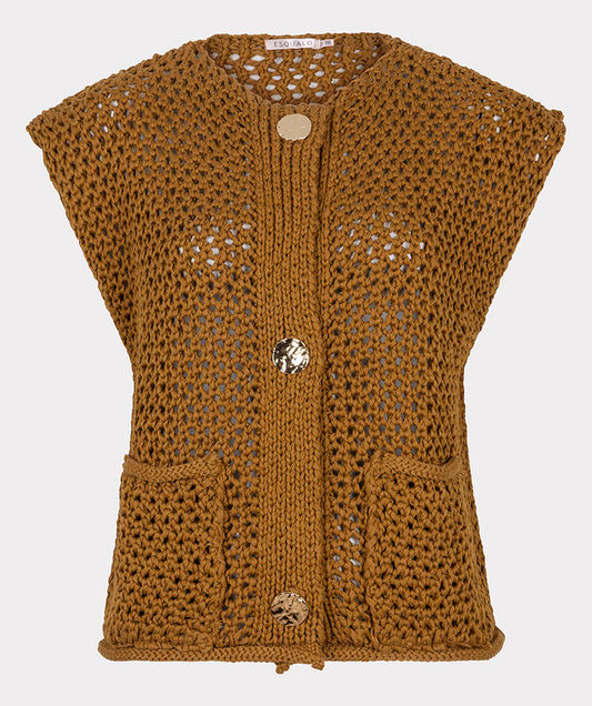 ESQUALO KNIT CARDIGAN WITH GOLD BUTTONS - GOLDEN OLIVE