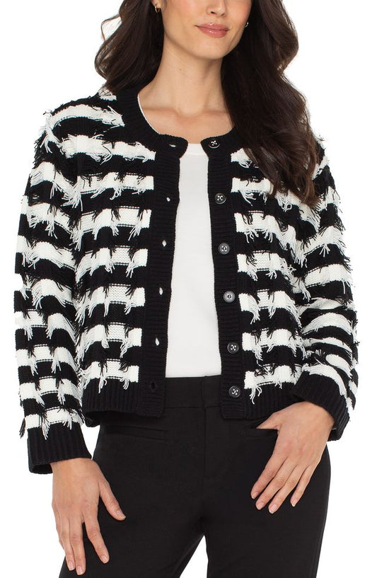 LIVERPOOL BUTTON FRONT CARDIGAN - BLACK/WHITE