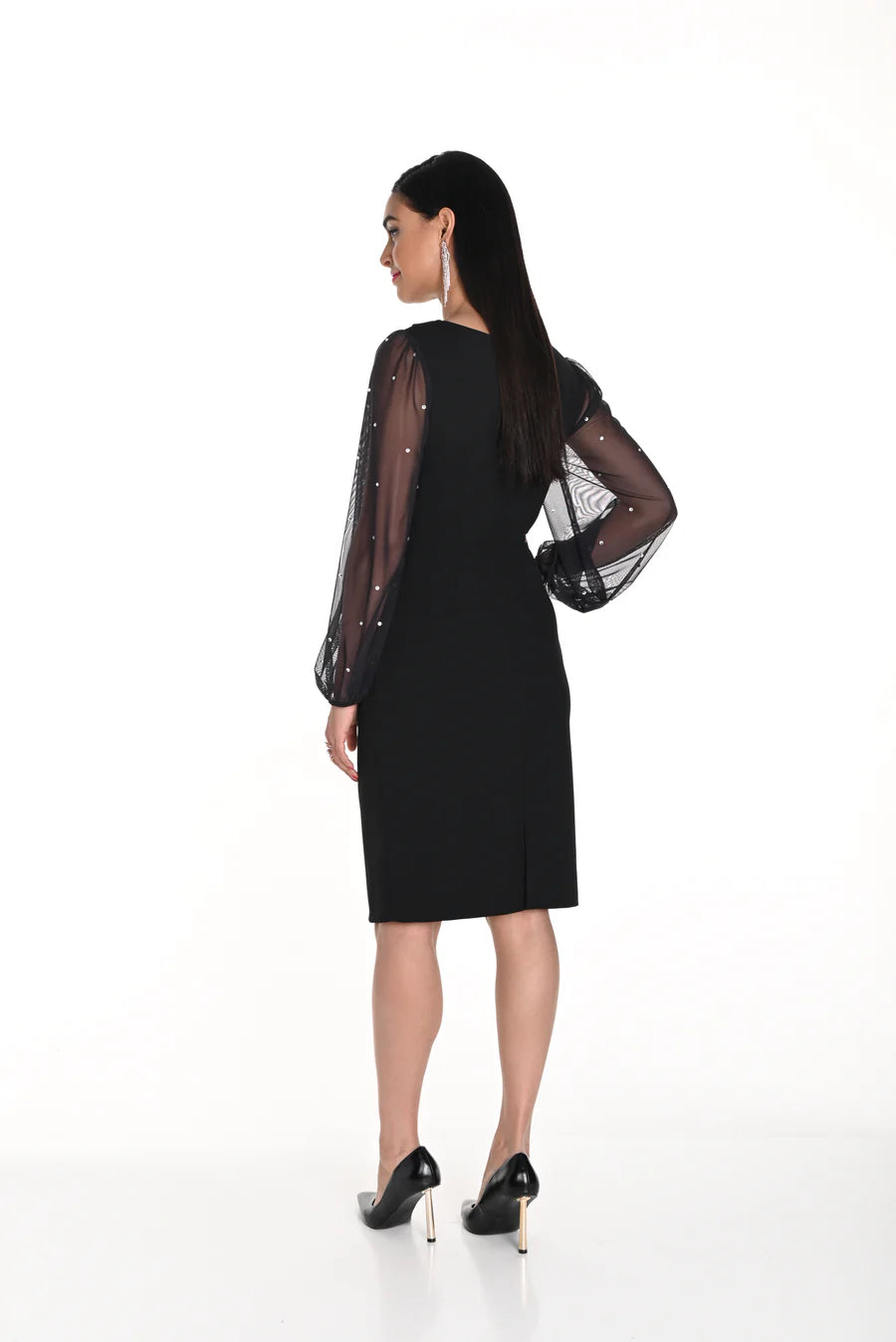 FRANK LYMAN SHEER SLEEVE BLACK DRESS