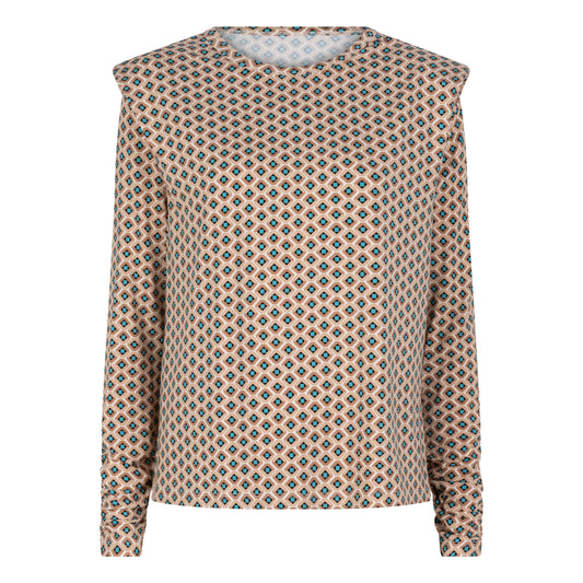 ESQUALO FANCY SHOULDER PRINT TOP - Vi-Leen's Fashions