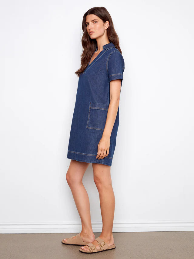 CHARLIE B DENIM DRESS - INDIGO - Vi-Leen's Fashions