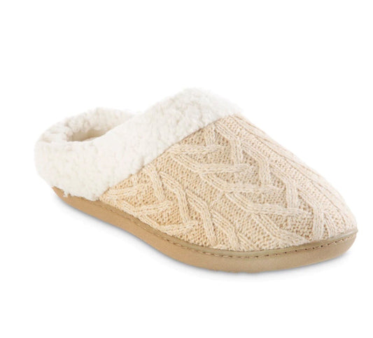 ISOTONER CABLE KNIT SLIPPER - SAND - Vi-Leen's Fashions