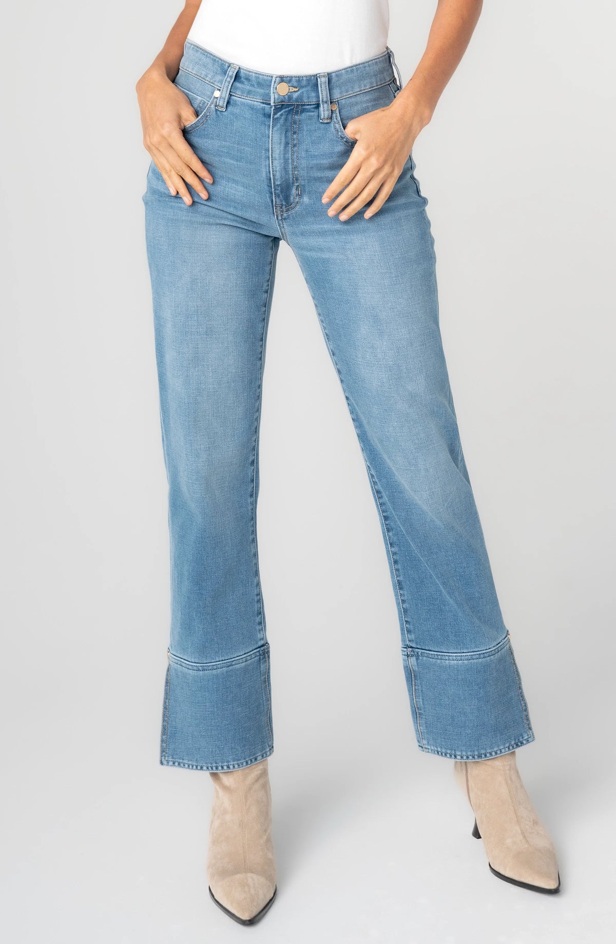LIVERPOOL KENNEDY STRAIGHT JEAN WITH SLIT - COWBOY SKY - Vi-Leen's Fashions
