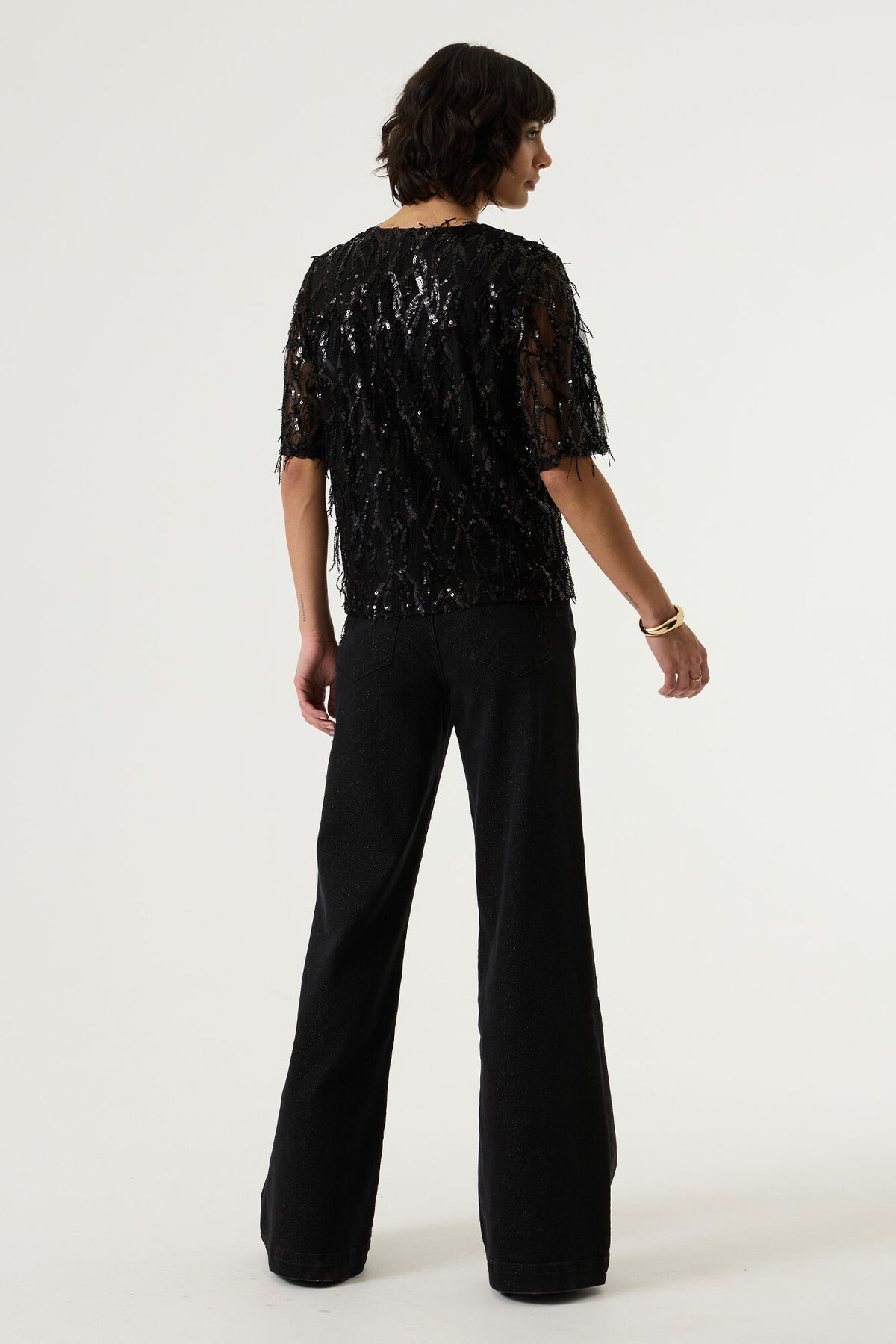 GARCIA SHIMMER WIDE LEG BLACK PANT - Vi-Leen's Fashions