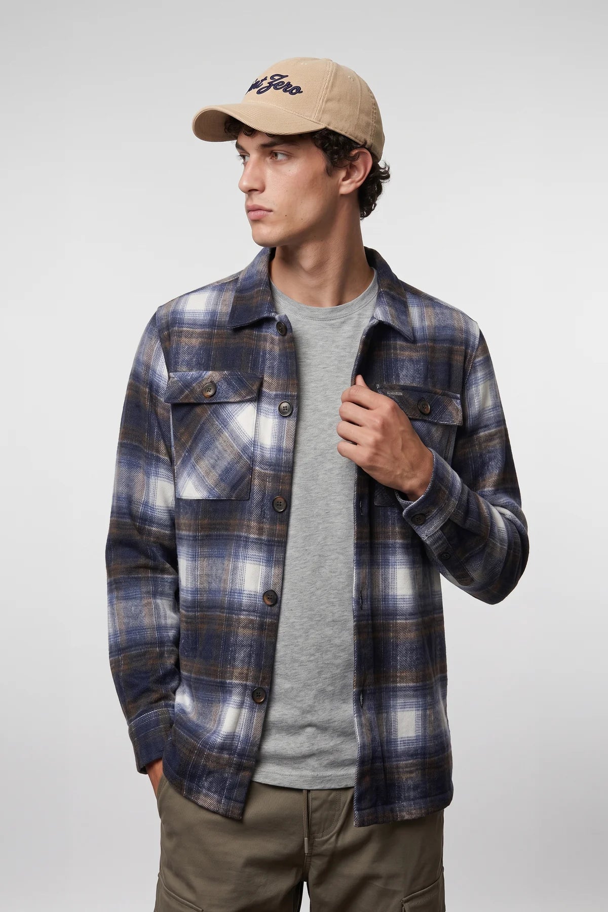 MEN'S POINT ZERO BRUSHED FLANNEL OVER SHIRT - NAVY
