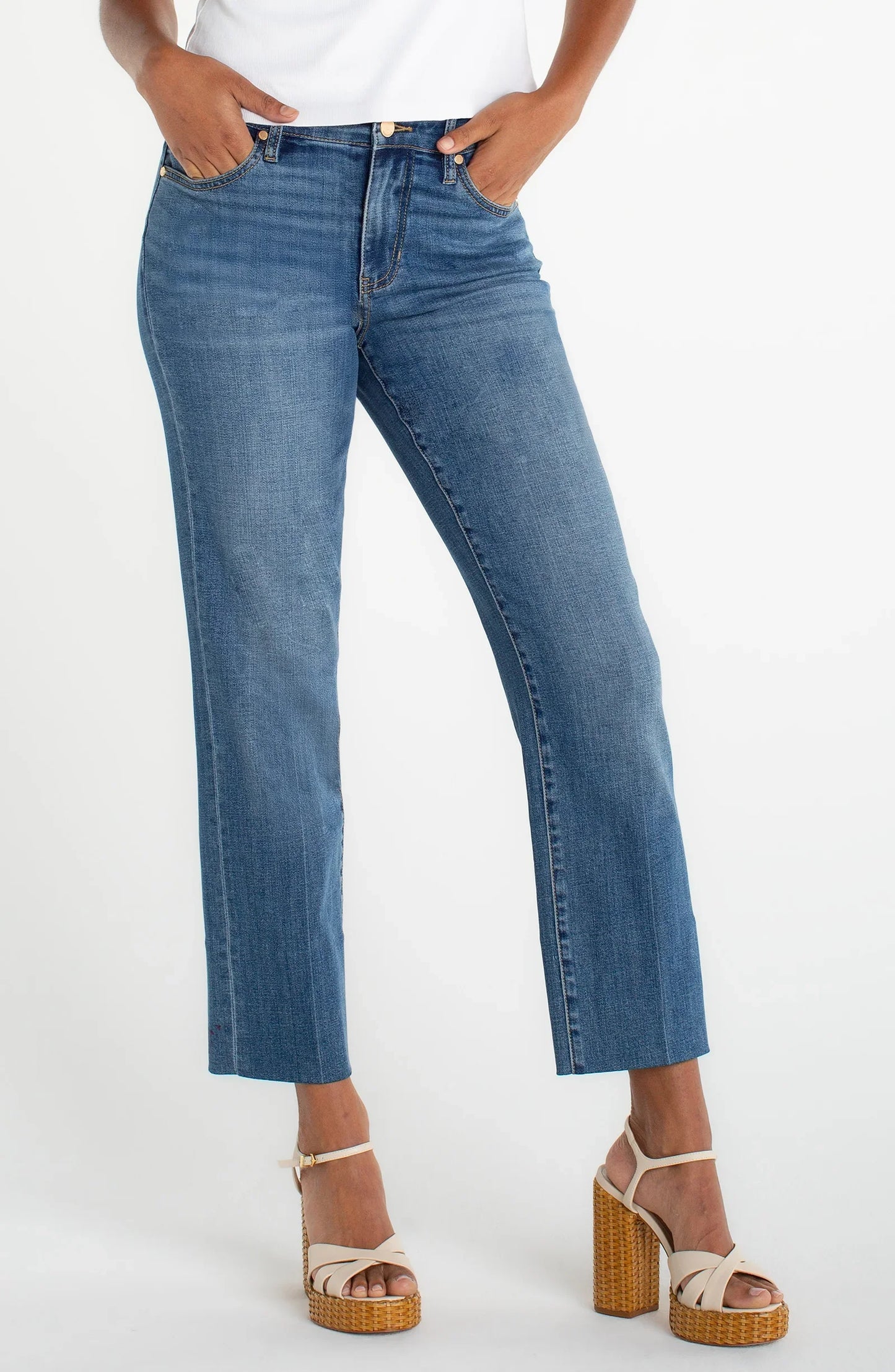 LIVERPOOL KENNEDY CROP STRAIGHT WITH BLIND HEM - NEWPORT - Vi-Leen's Fashions