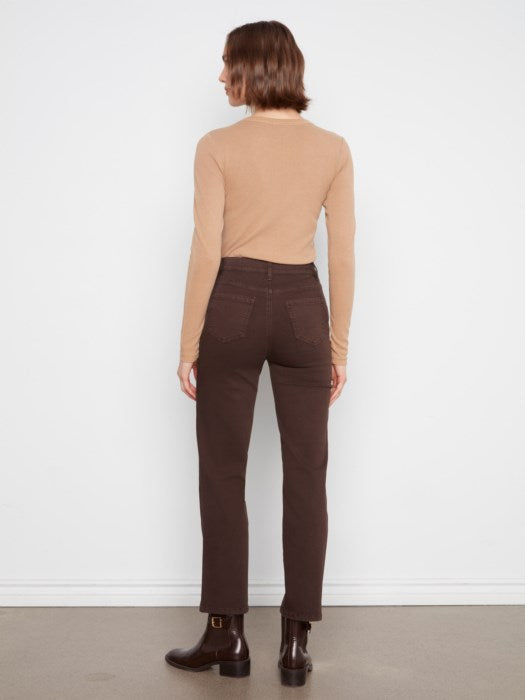 CHARLIE B STRAIGHT LEG TWILL PANT - COFFEE - Vi-Leen's Fashions