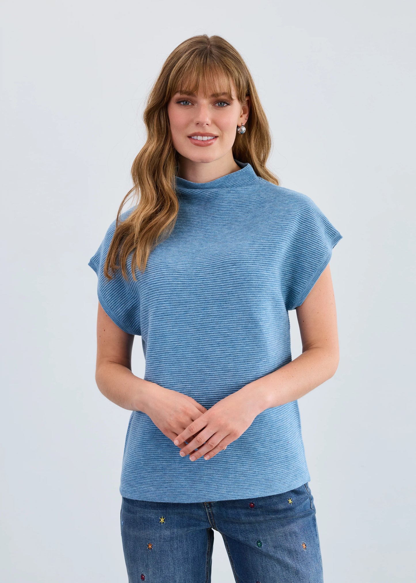 FDJ OTTOMAN CAP SLEEVE SWEATER - INDIGO