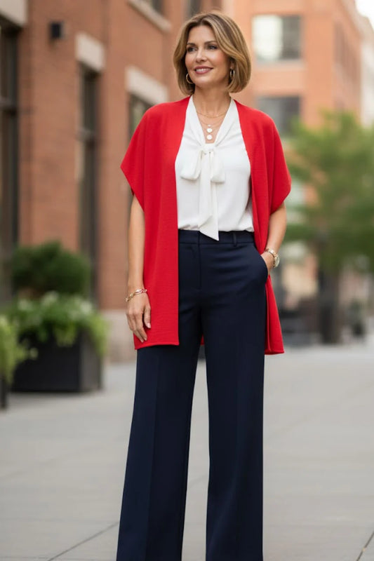 DEVIA LIGHTWEIGHT FLOWY JACKET - RED - Vi-Leen's Fashions