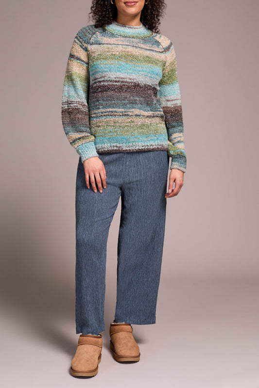 TRIBAL LONG SLEEVE MOCK NECK SWEATER - AQUA HAZE