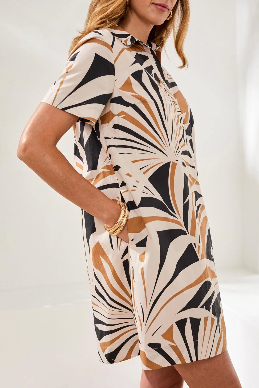 TRIBAL PRINTED COTTON POPLIN DRESS - CANVAS - Vi-Leen's Fashions