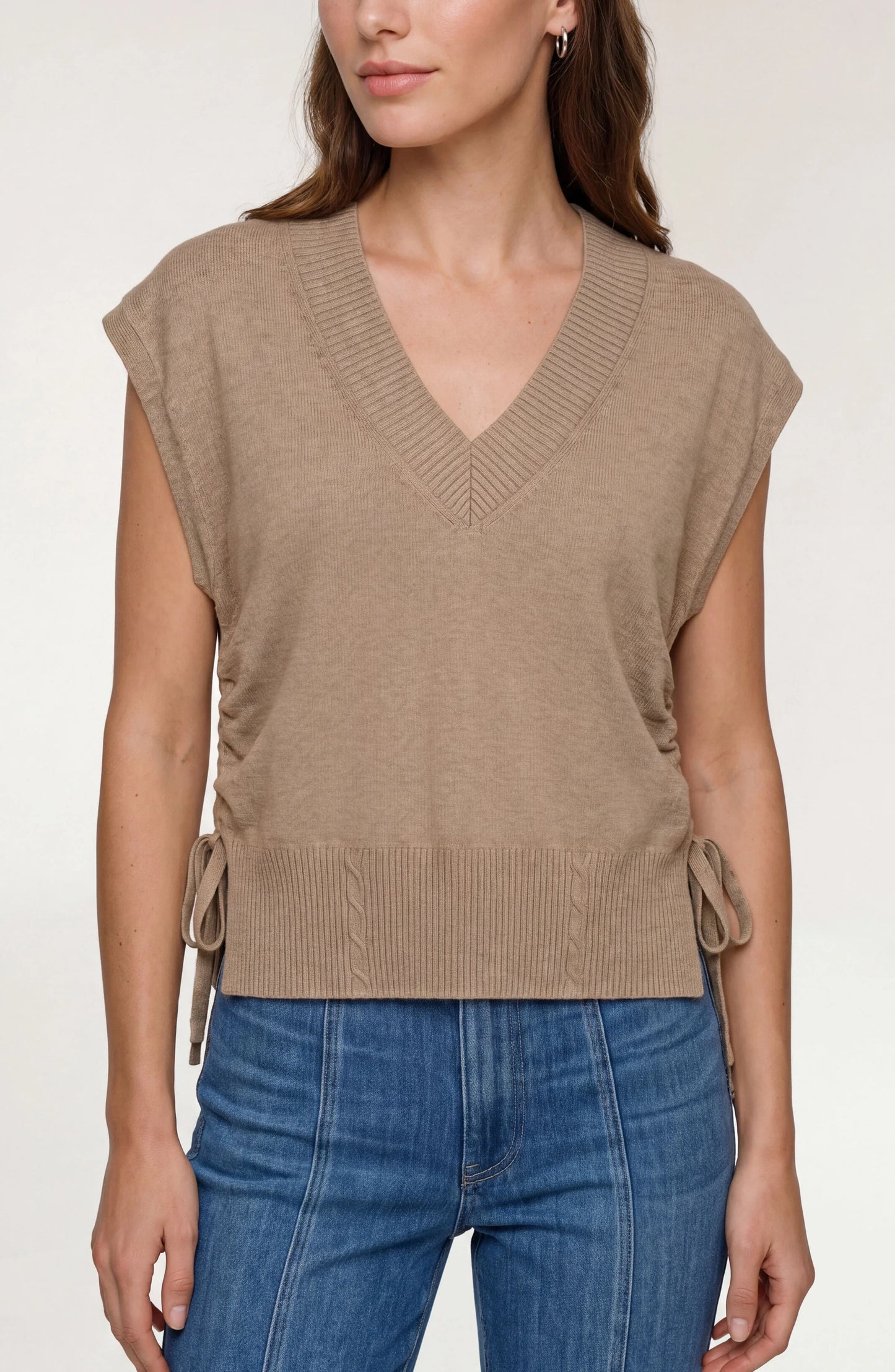 LIVERPOOL V-NECK POPOVER SWEATER VEST - HARVEST KHAKI