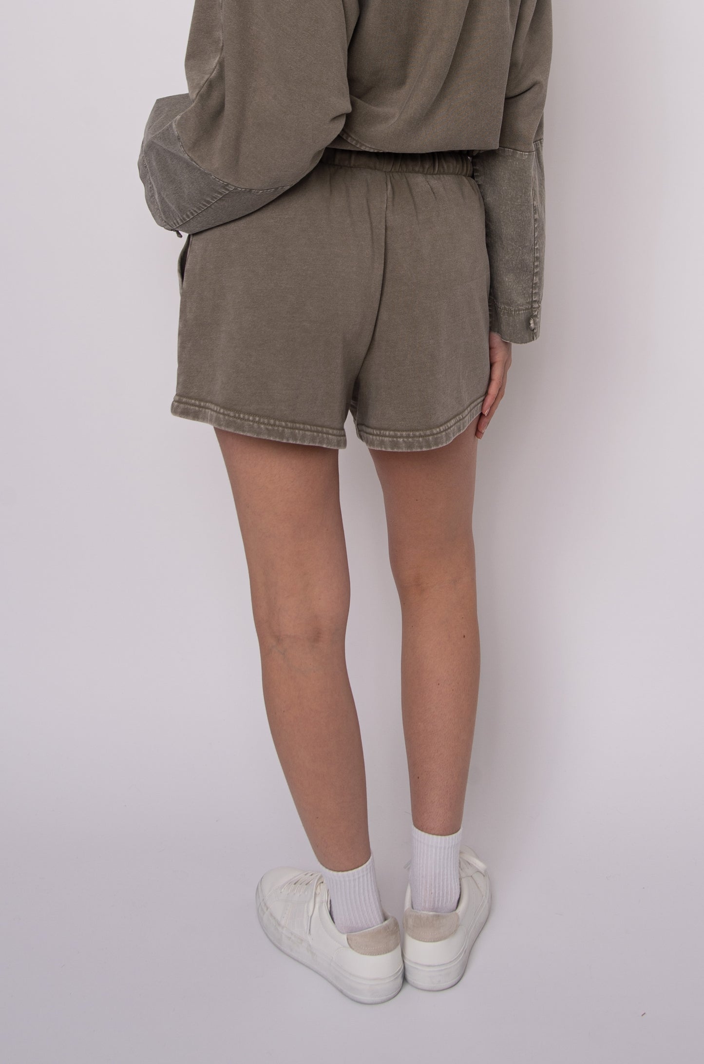 RD STYLE CECILE FRENCH TERRY SHORT - OLIVE - Vi-Leen's Fashions