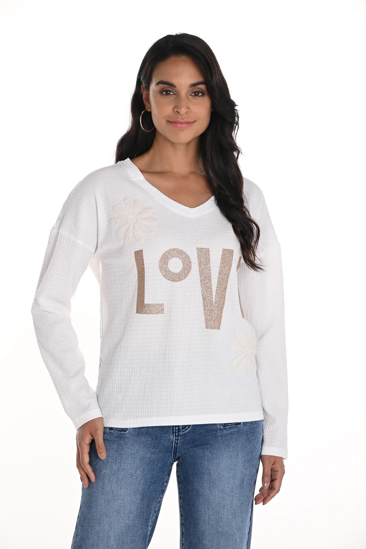 FRANK LYMAN LOVE LACE BACK TOP - OFF WHITE/GOLD