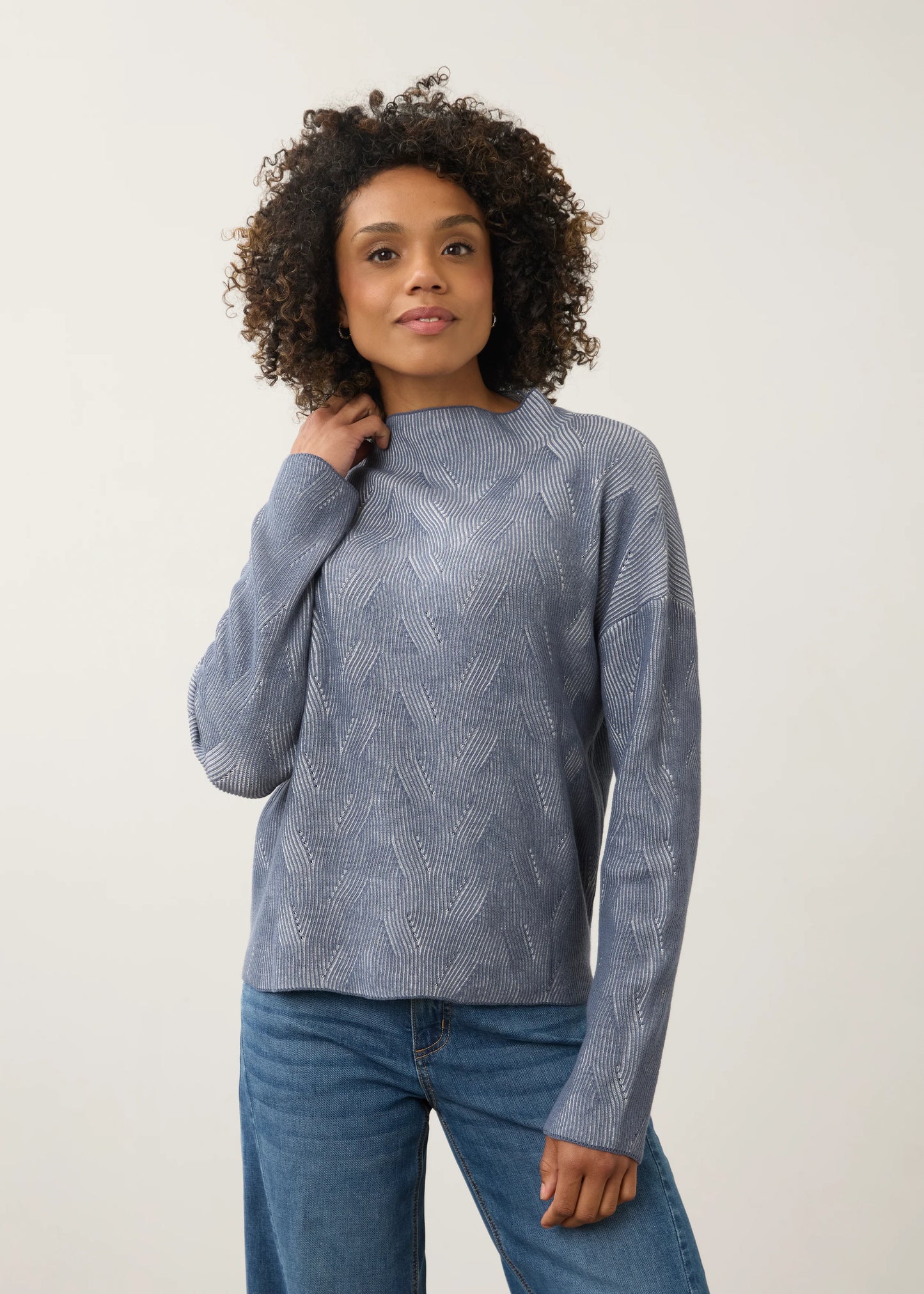 FDJ FUNNEL NECK SWEATER - STORM CLOUD