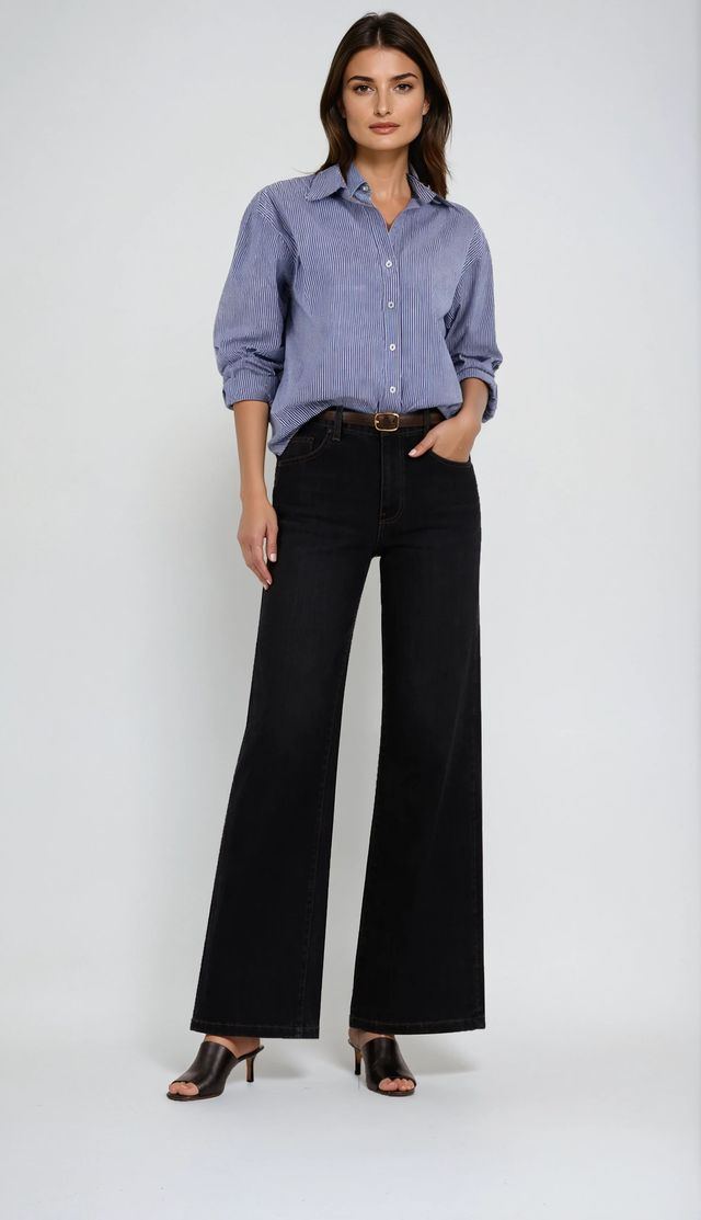 CARRELI WIDE LEG JEAN - BLACK