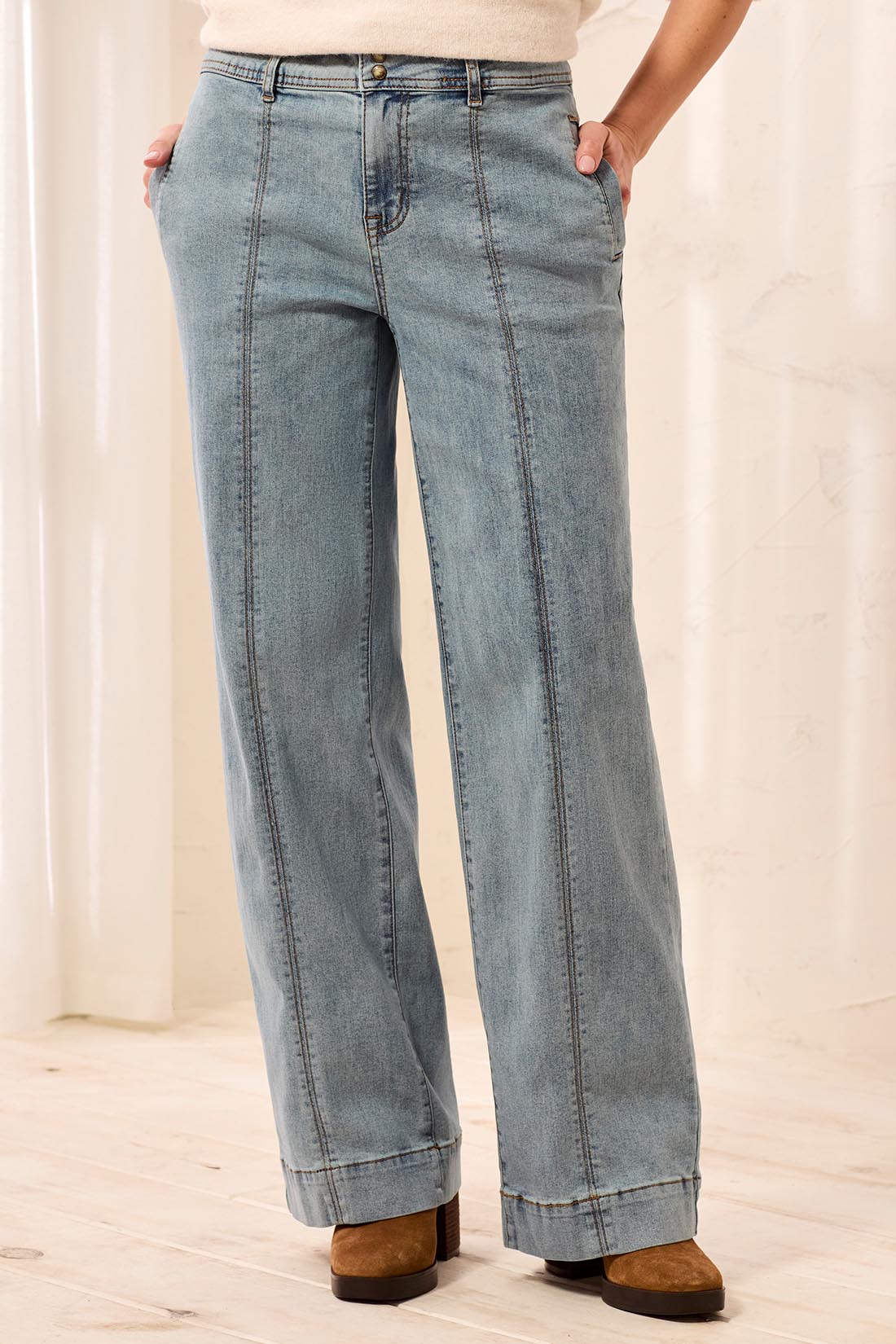 TRIBAL AUDREY FRONT SEAMING WIDE LEG JEAN