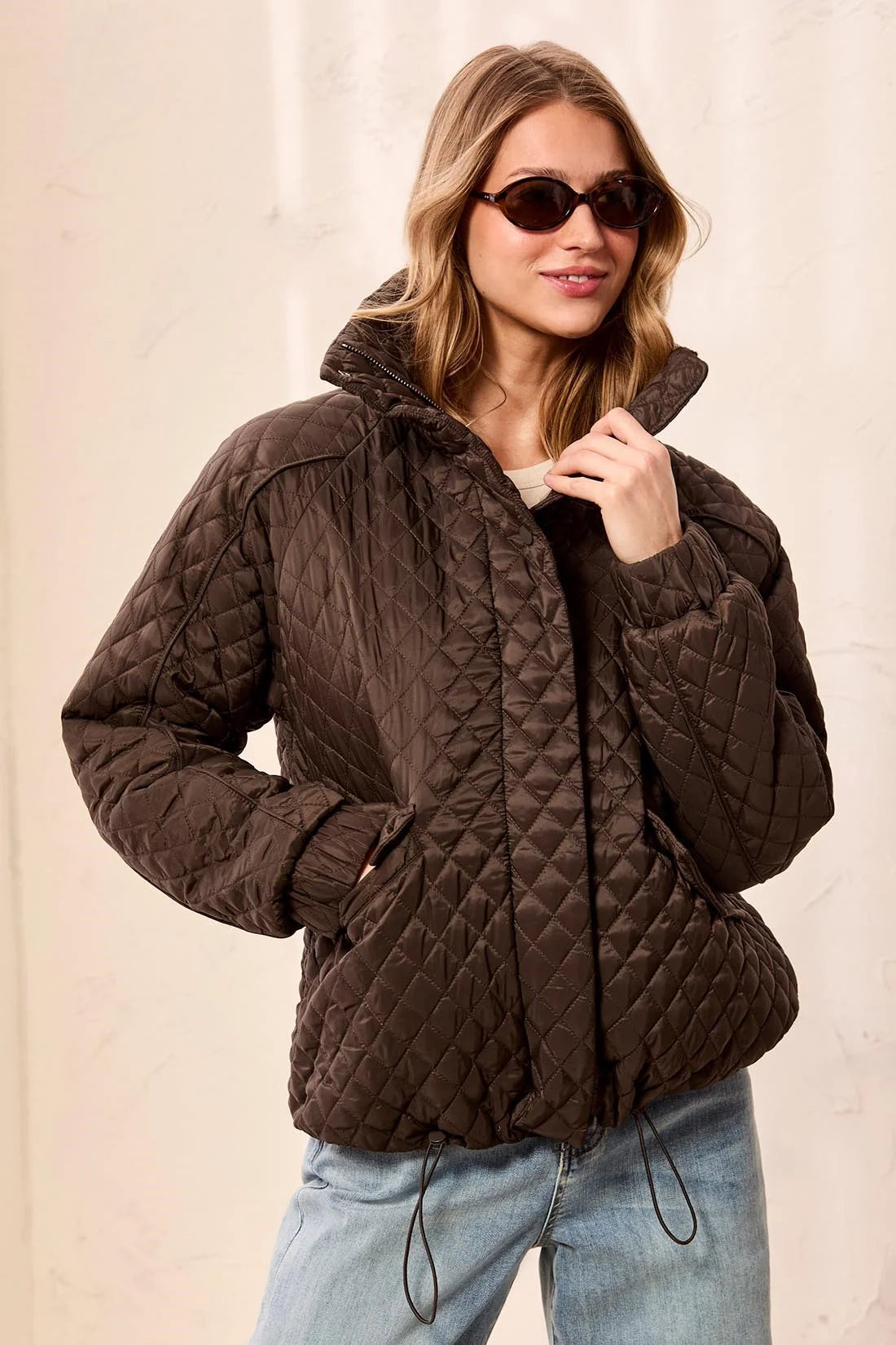 TRIBAL PUFFER COAT - DARK BASIL