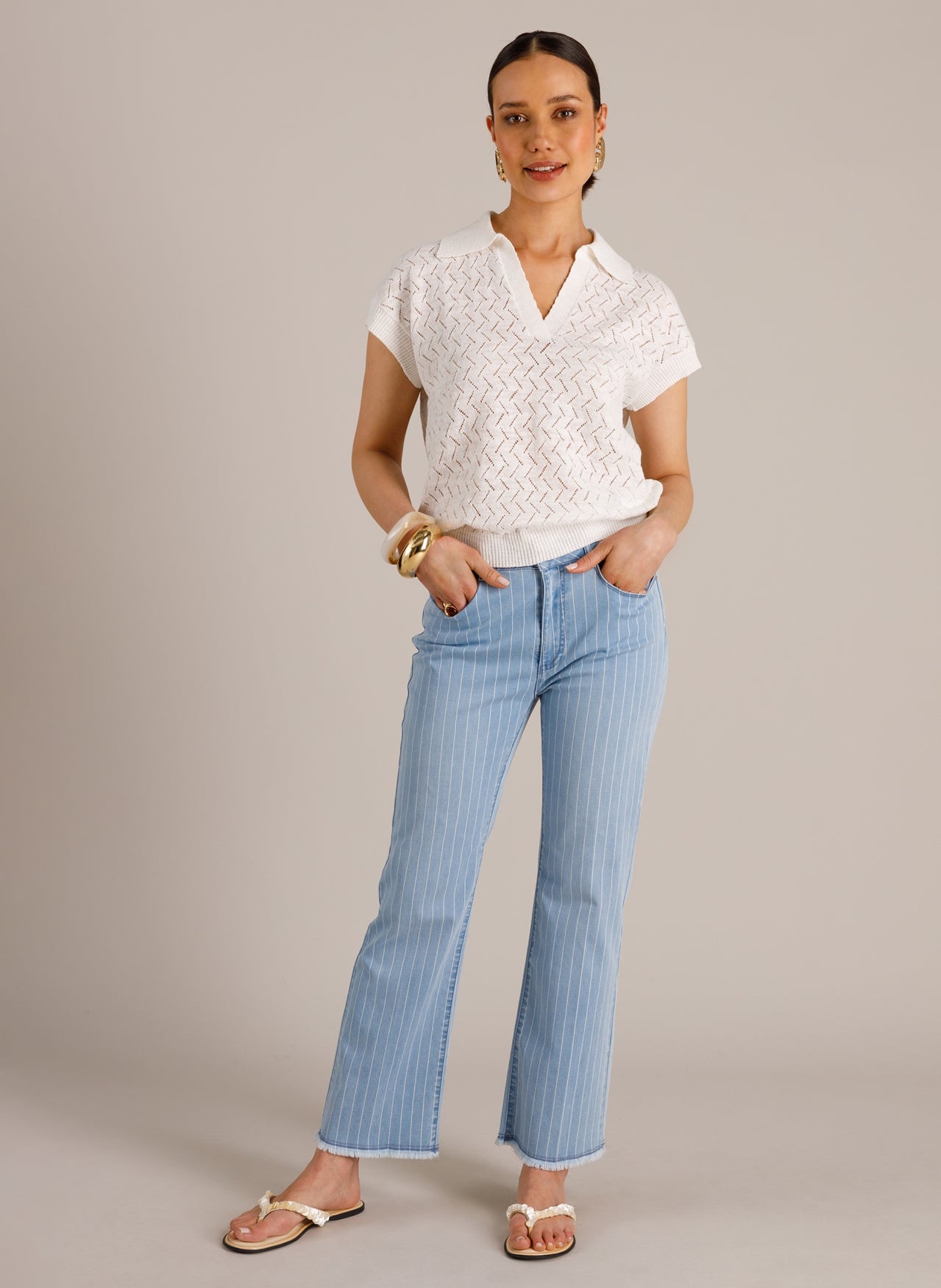 YEST MARA PANT - LIGHT DENIM STRIPE - Vi-Leen's Fashions