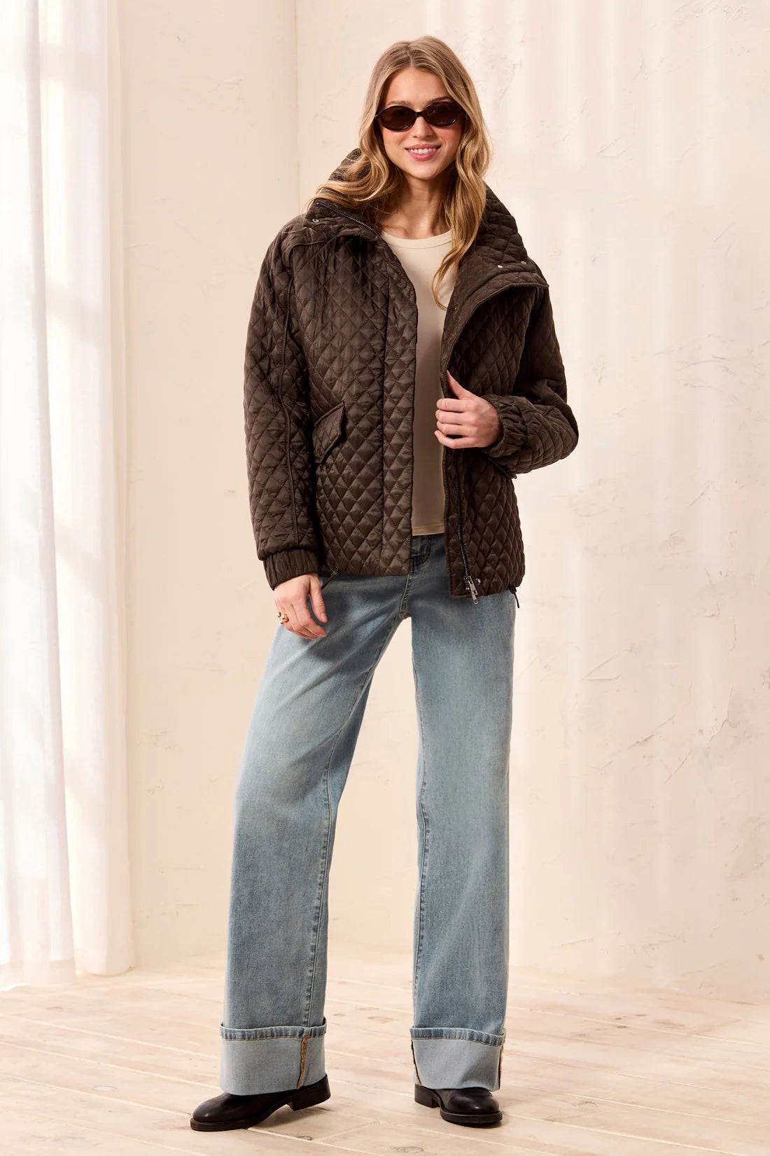 TRIBAL PUFFER COAT - DARK BASIL