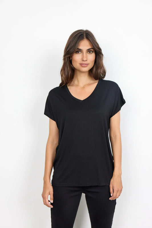SOYACONCEPT MARICA V-NECK T-SHIRT - BLACK