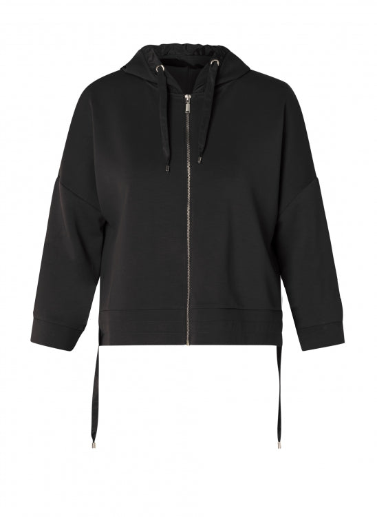 YEST CLOTILDE FRONT ZIP HOODIE - BLACK