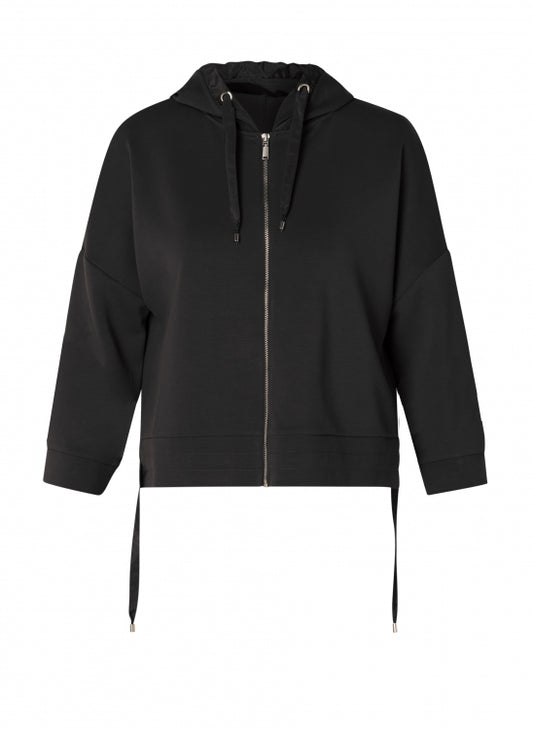 YEST CLOTILDE FRONT ZIP HOODIE - BLACK