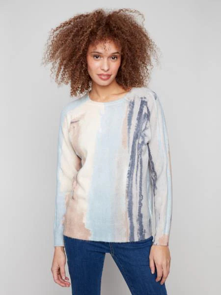 CHARLIE B REVERSIBLE PRINTED SWEATER - WATERCOLOR