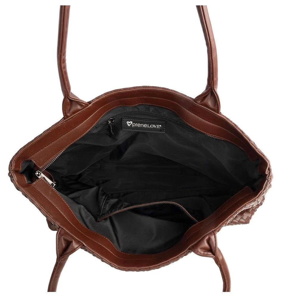 MAHONE WOVEN VEGAN LEATHER TOTE - BLACK