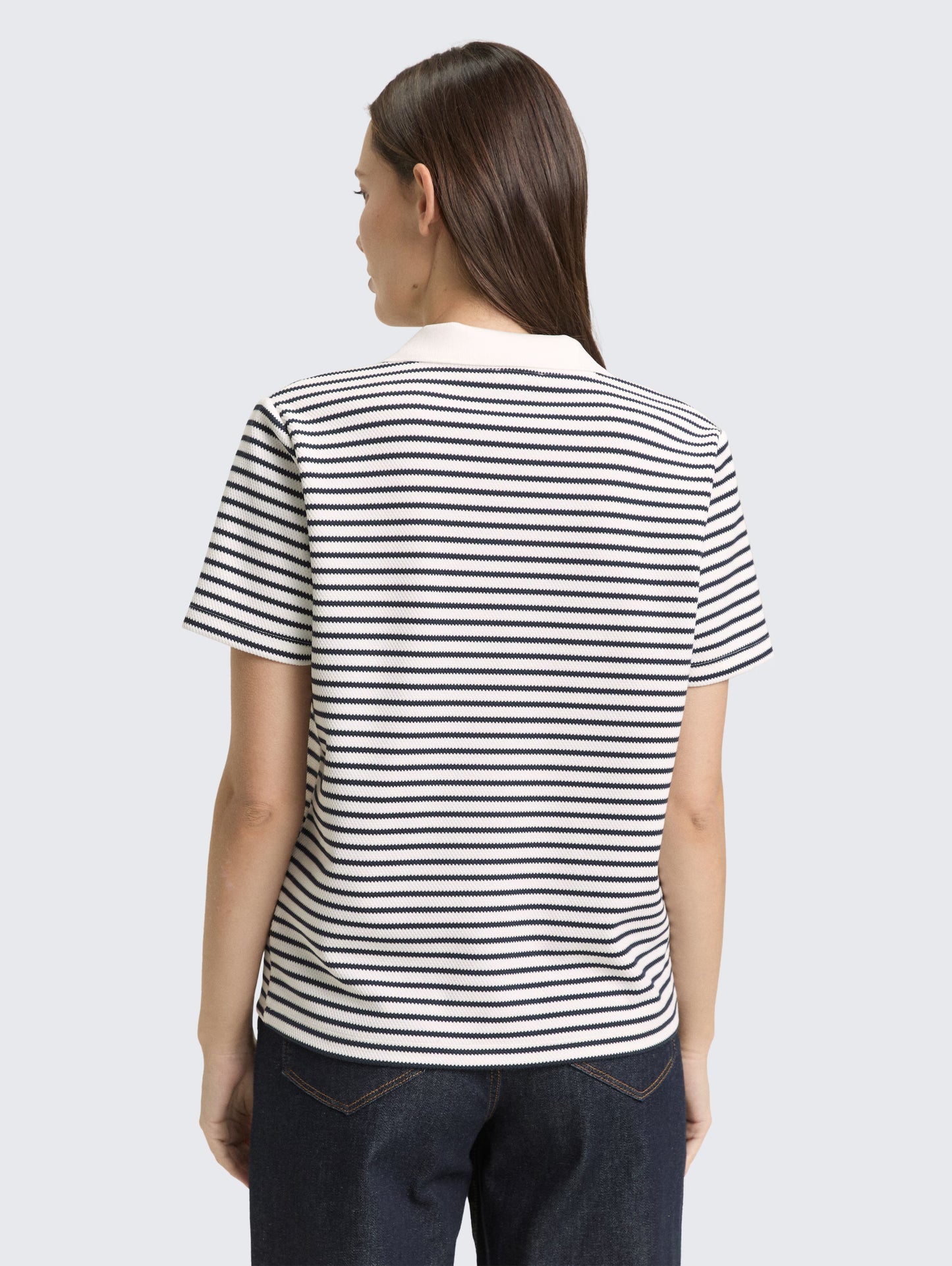 TOM TAILOR STRIPE POLO - NAVY/WHITE - Vi-Leen's Fashions