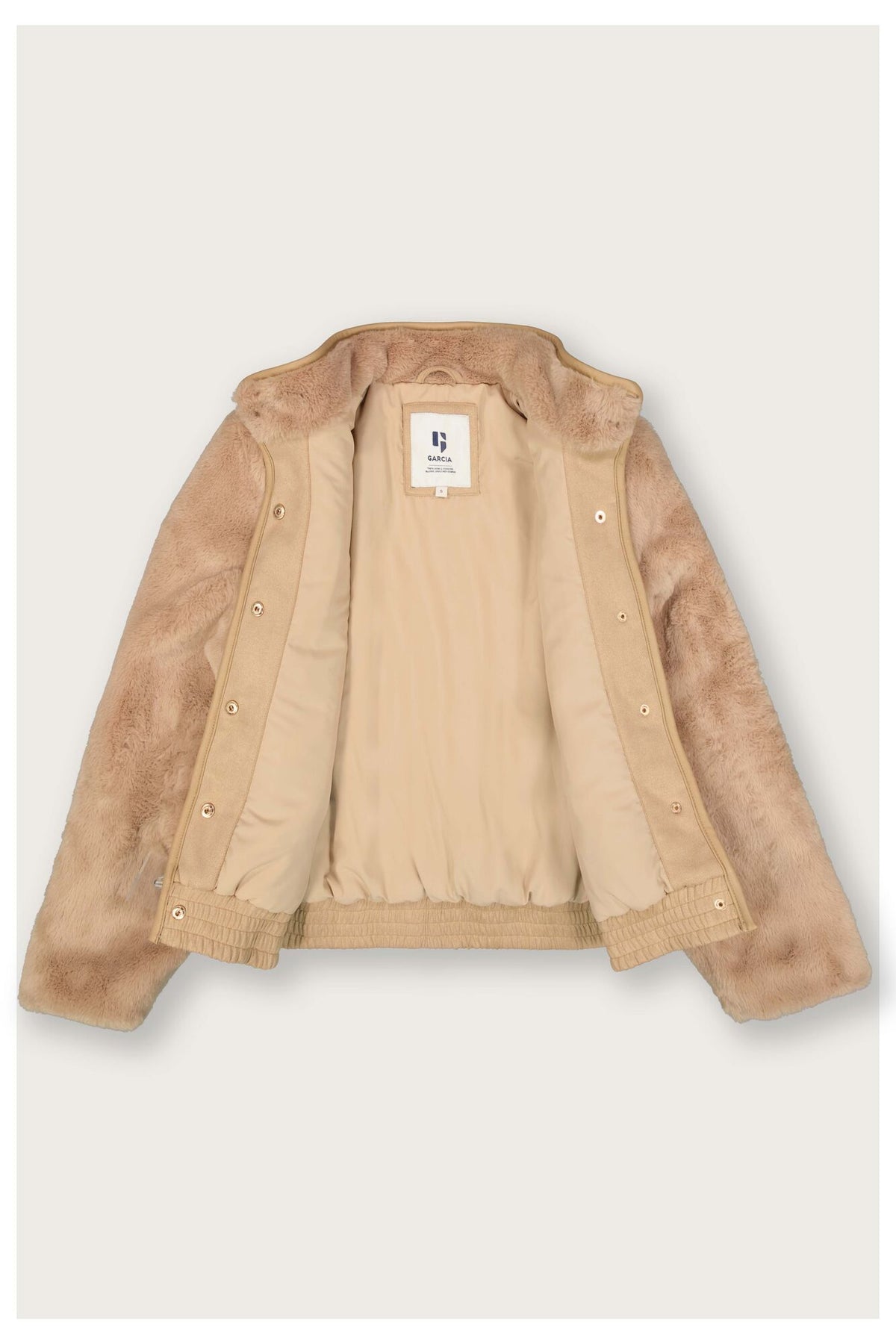 GARCIA FAUX FUR BOMBER JACKET - LIGHT CAMEL - Vi-Leen's Fashions