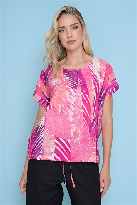 PICADILLY PRINT TOP WITH DRAWSTRING HEM - MULTI - Vi-Leen's Fashions