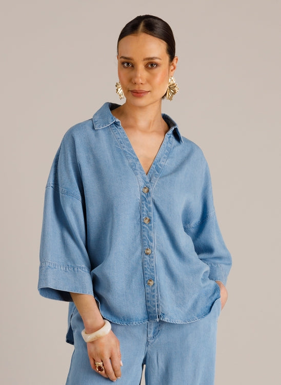 YEST MARGOT LIGHT DENIM TOP - Vi-Leen's Fashions