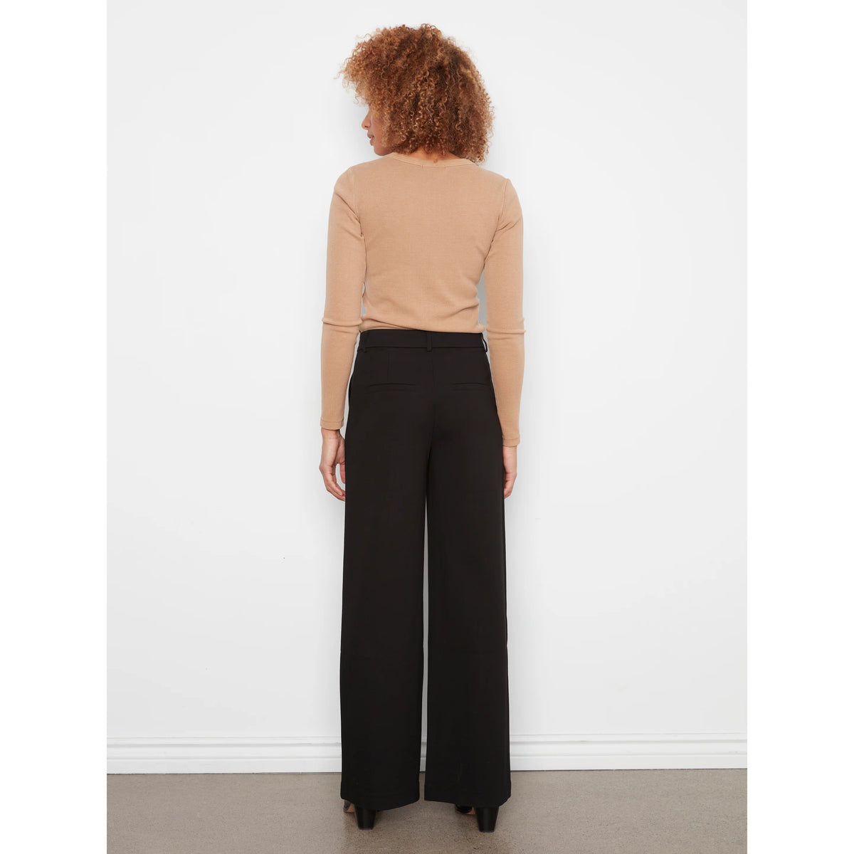 CHARLIE B PONTE KNIT FRONT SEAM PANT - BLACK