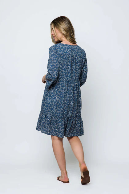 ORB GRACE TIERED DRESS - BLUE VINE - Vi-Leen's Fashions