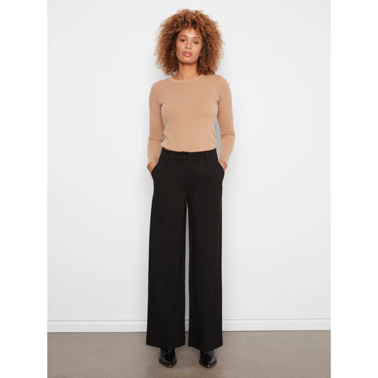 CHARLIE B PONTE KNIT FRONT SEAM PANT - BLACK
