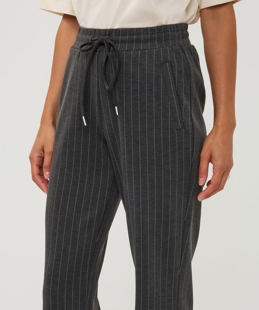 ESQUALO MODAL STRIPED TROUSER - CHARCOAL - Vi-Leen's Fashions