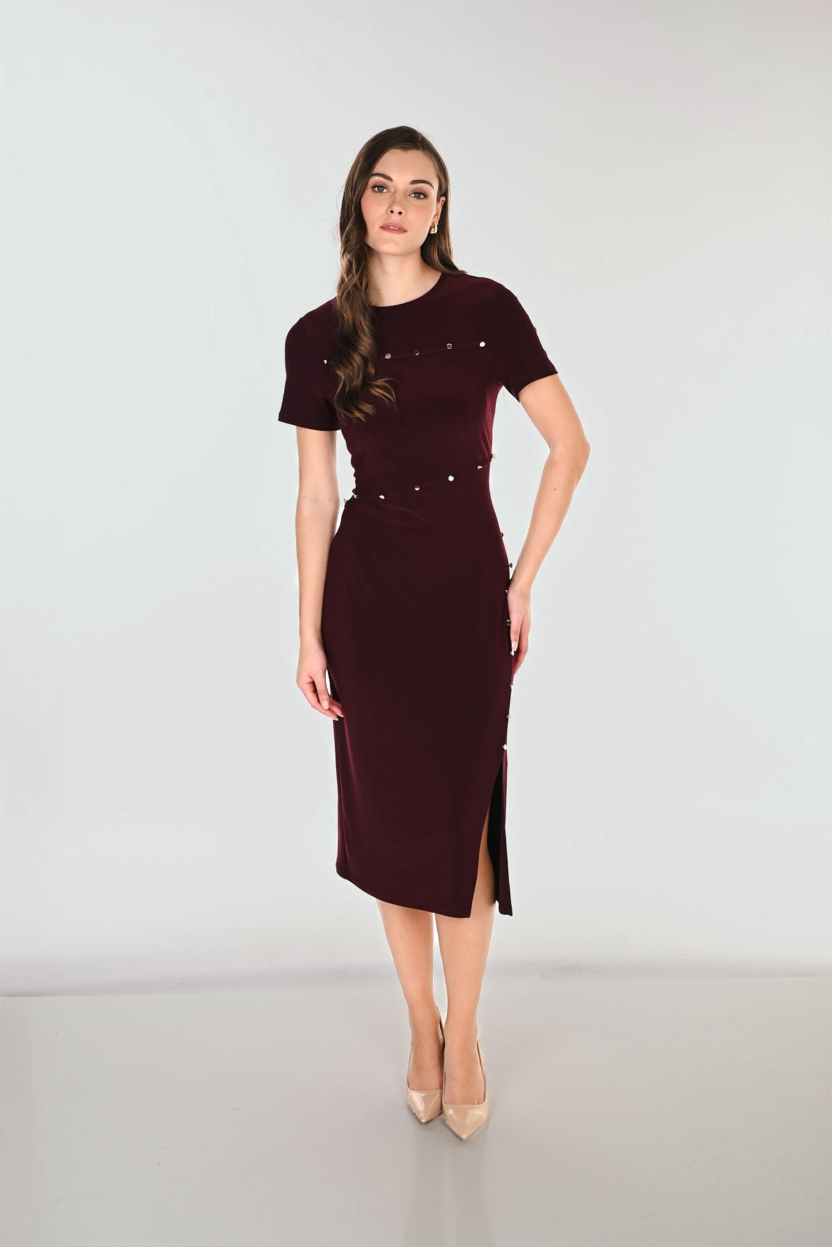 FRANK LYMAN MIDI LENGTH DRESS - BLACK CHERRY