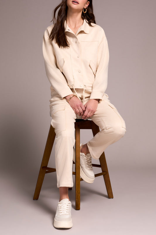 TRIBAL DROP SHOULDER JACKET - CREAM