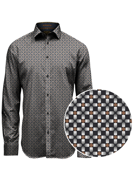 MEN'S POINT ZERO 4WAY STRETCH PRINT SHIRT - NAVY