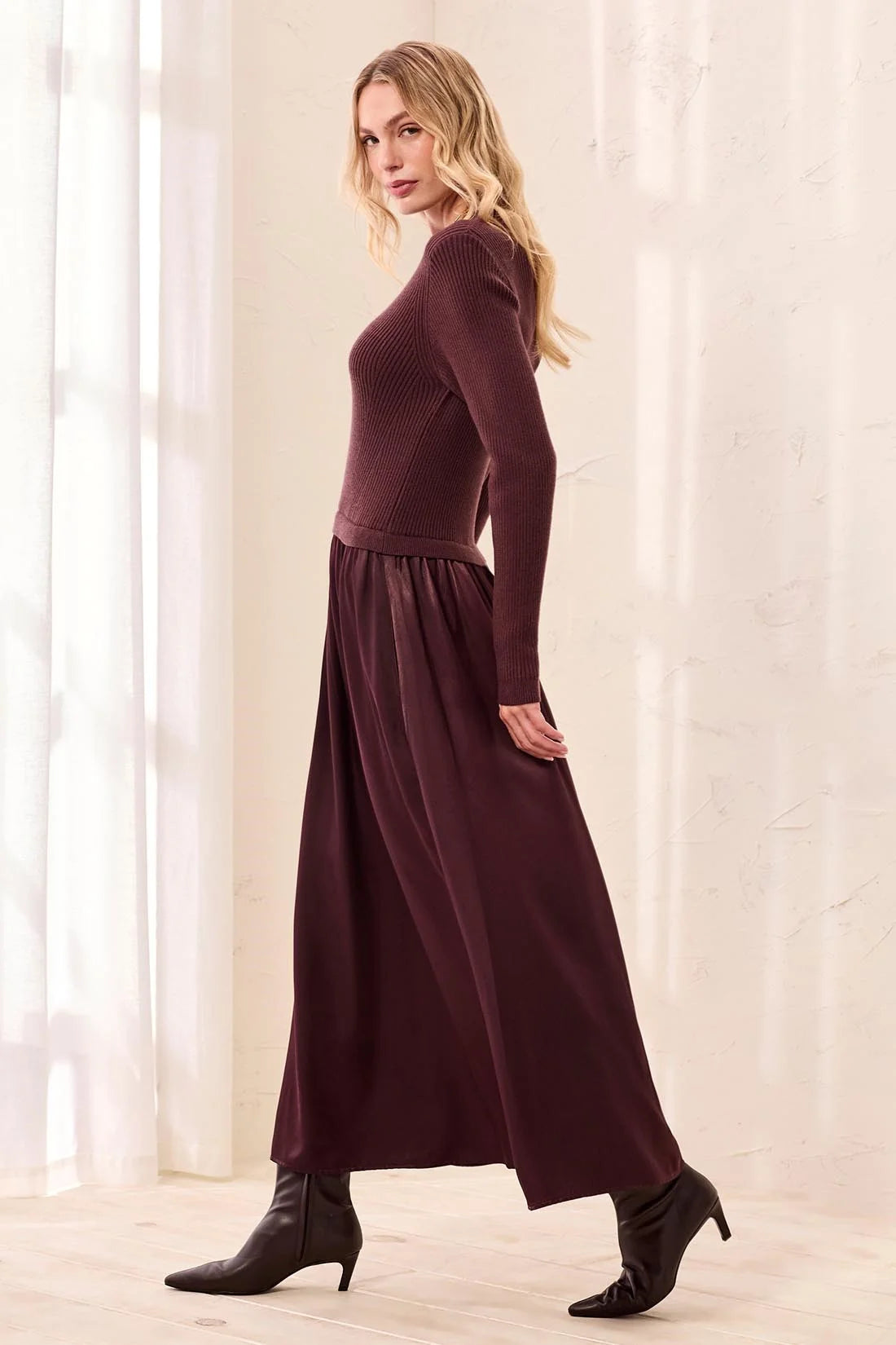 TRIBAL MIXED MEDIA MAXI DRESS - FUDGE
