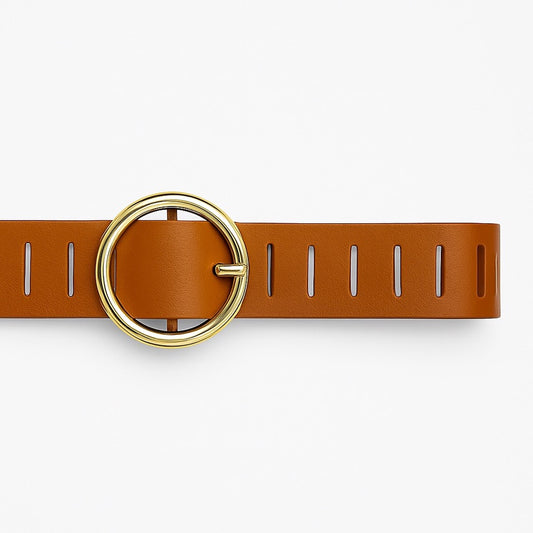 ARMOIR LEATHER RIDGE BELT - COGNAC